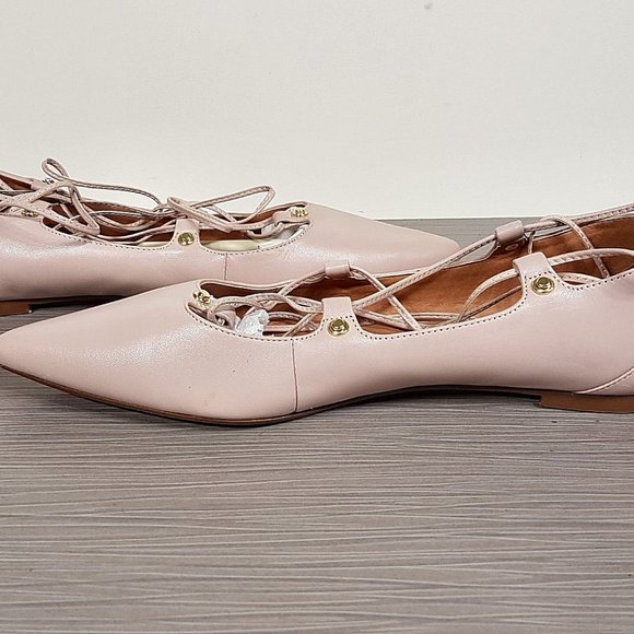 Halogen 'Owen' Pointy Toe Ghillie Flat Blush Leather Womens Size 9.5 M - Picture 6 of 10